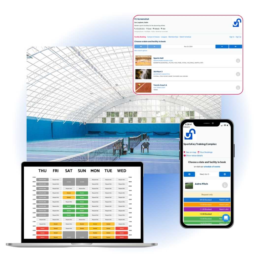 SportsKey desktop and mobile booking calendars